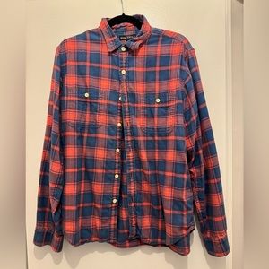 J. CREW Shirt Button Plaid Long Sleeve Red, Blue J5427
